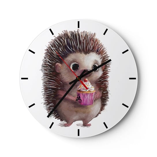 Zegar ścienny - Święto jest co dzień - 30x30cm - Dla Dzieci Jeż Bajka - Okrągły zegar na szkle - Nowoczeny Stylowy Zegar do salonu do kuchni - Cichy i Modny zegar ARTTOR