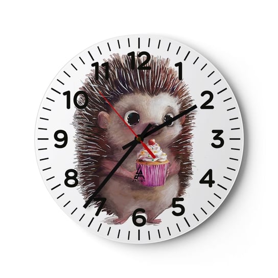 Zegar ścienny - Święto jest co dzień - 40x40cm - Dla Dzieci Jeż Bajka - Okrągły zegar szklany - Nowoczeny Stylowy Zegar do salonu do kuchni - Cichy i Modny zegar ARTTOR