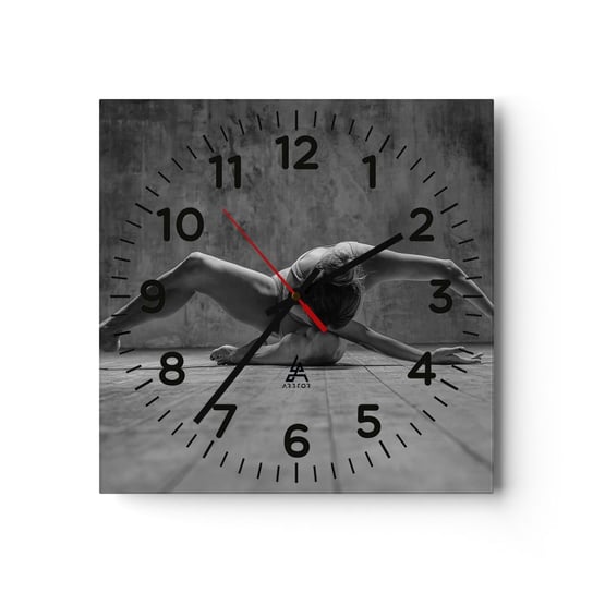 Zegar ścienny - Symetria odnaleziona - 30x30cm - Baletnica Balet Taniec - Kwadratowy zegar ścienny - Nowoczeny Stylowy Zegar do salonu do kuchni - Cichy i Modny zegar ARTTOR