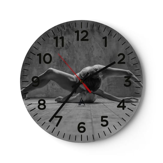 Zegar ścienny - Symetria odnaleziona - 40x40cm - Baletnica Balet Taniec - Okrągły zegar szklany - Nowoczeny Stylowy Zegar do salonu do kuchni - Cichy i Modny zegar ARTTOR