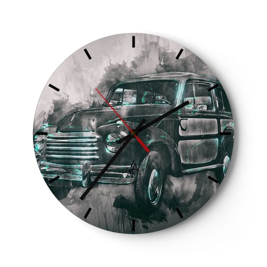 Zegar ścienny - Szacowny przodek - 40x40cm - Samochód Retro Motoryzacja Podróż - Okrągły zegar ścienny - Nowoczeny Stylowy Zegar do salonu do kuchni - Cichy i Modny zegar ARTTOR