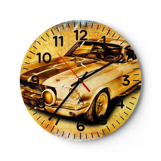 Zegar ścienny - Szalone lata 70. - 30x30cm - Motoryzacja Samochód Klasyczny Hobby - Okrągły zegar ścienny - Nowoczeny Stylowy Zegar do salonu do kuchni - Cichy i Modny zegar ARTTOR