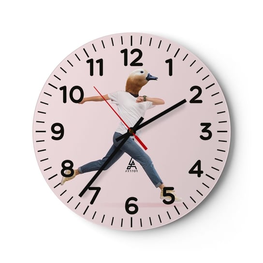 Zegar ścienny - Szczypta absurdu - 40x40cm - Abstrakcja Mężczyzna Minimalizm - Okrągły zegar szklany - Nowoczeny Stylowy Zegar do salonu do kuchni - Cichy i Modny zegar ARTTOR