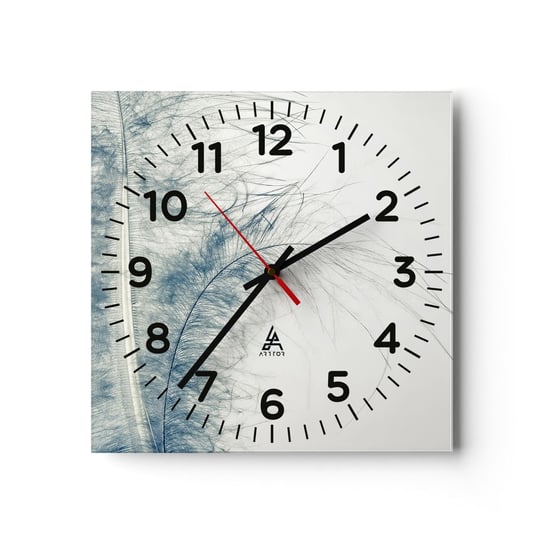 Zegar ścienny - Szept natury - 30x30cm - Pióra  Delikatny Minimalistyczny - Kwadratowy zegar ścienny - Nowoczeny Stylowy Zegar do salonu do kuchni - Cichy i Modny zegar ARTTOR
