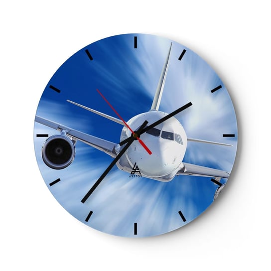 Zegar ścienny - Szybszy niż wiatr na niebie - 40x40cm - Samolot Lotnictwo Podróże - Okrągły zegar ścienny - Nowoczeny Stylowy Zegar do salonu do kuchni - Cichy i Modny zegar ARTTOR