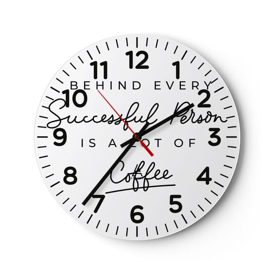 Zegar ścienny - Tajemnica sukcesu - 30x30cm - Typografia Afirmacja Maksyma - Okrągły zegar ścienny - Nowoczeny Stylowy Zegar do salonu do kuchni - Cichy i Modny zegar ARTTOR