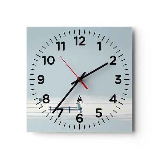 Zegar ścienny - Tak, czekam. - 30x30cm - Minimalistyczny Samotny Człowiek - Kwadratowy zegar ścienny - Nowoczeny Stylowy Zegar do salonu do kuchni - Cichy i Modny zegar ARTTOR