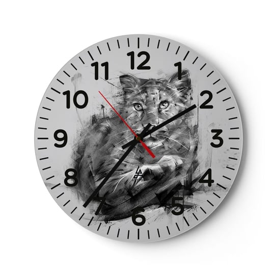 Zegar ścienny - Tak, słucham uważnie - 30x30cm - Pantera Zwierzęta Dziki Kot - Okrągły zegar ścienny - Nowoczeny Stylowy Zegar do salonu do kuchni - Cichy i Modny zegar ARTTOR