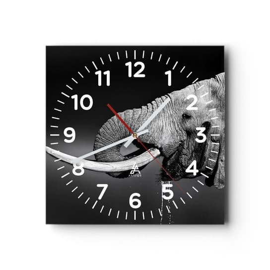 Zegar ścienny - Tak, teraz dobrze - 30x30cm - Zwierzęta Słoń Afryka - Kwadratowy zegar ścienny - Nowoczeny Stylowy Zegar do salonu do kuchni - Cichy i Modny zegar ARTTOR