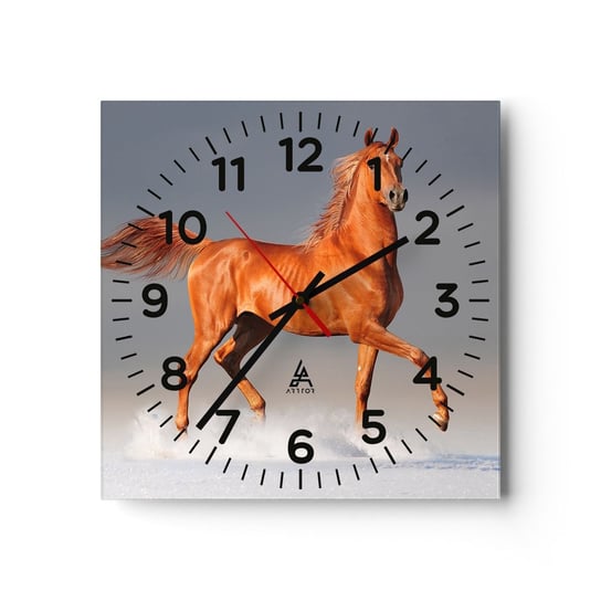 Zegar ścienny - Tańcząca gracja - 30x30cm - Zwierzęta Koń Natura - Kwadratowy zegar ścienny - Nowoczeny Stylowy Zegar do salonu do kuchni - Cichy i Modny zegar ARTTOR
