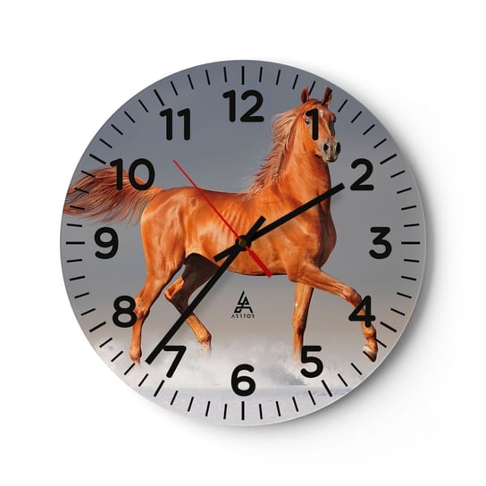 Zegar ścienny - Tańcząca gracja - 30x30cm - Zwierzęta Koń Natura - Okrągły zegar ścienny - Nowoczeny Stylowy Zegar do salonu do kuchni - Cichy i Modny zegar ARTTOR