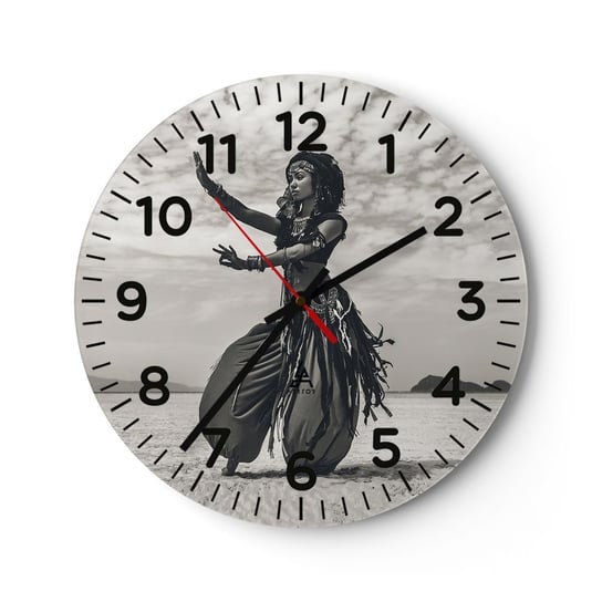Zegar ścienny - Taniec południowych wysp - 40x40cm - Tancerka Indie Orient - Okrągły zegar szklany - Nowoczeny Stylowy Zegar do salonu do kuchni - Cichy i Modny zegar ARTTOR