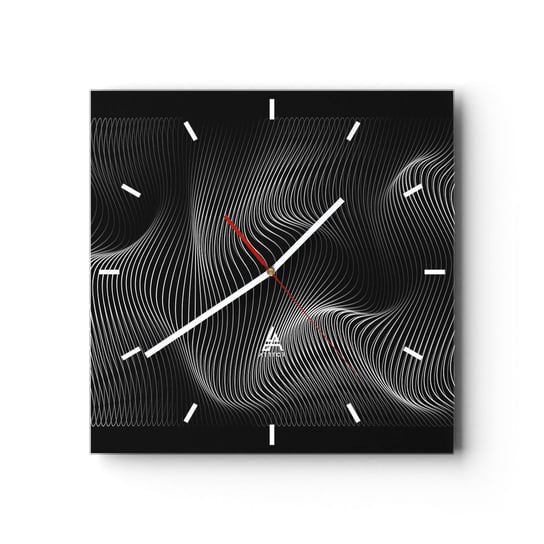 Zegar ścienny - Taniec światła w przestrzeni - 30x30cm - 3D Linie Nowoczesny - Kwadratowy zegar na szkle - Nowoczeny Stylowy Zegar do salonu do kuchni - Cichy i Modny zegar ARTTOR
