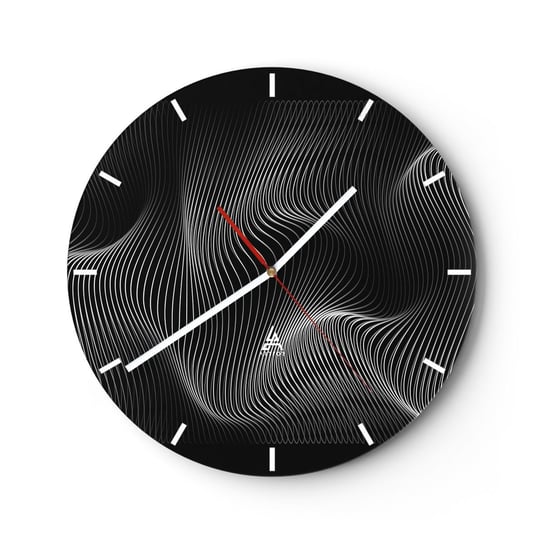 Zegar ścienny - Taniec światła w przestrzeni - 30x30cm - 3D Linie Nowoczesny - Okrągły zegar na szkle - Nowoczeny Stylowy Zegar do salonu do kuchni - Cichy i Modny zegar ARTTOR