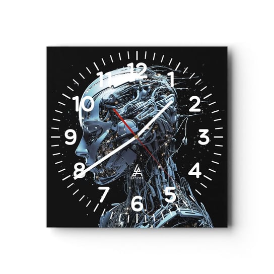 Zegar ścienny - Technologia jest kobietą - 30x30cm - Sztuczna Inteligencja Robot Przyszłość - Kwadratowy zegar ścienny - Nowoczeny Stylowy Zegar do salonu do kuchni - Cichy i Modny zegar ARTTOR