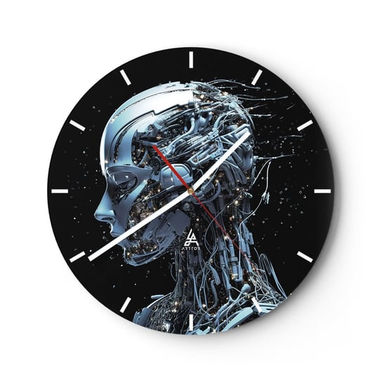 Zegar ścienny - Technologia jest kobietą - 40x40cm - Sztuczna Inteligencja Robot Przyszłość - Okrągły zegar ścienny - Nowoczeny Stylowy Zegar do salonu do kuchni - Cichy i Modny zegar ARTTOR