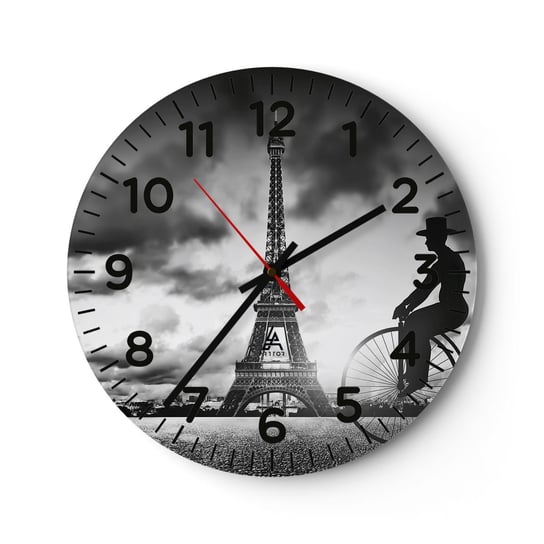 Zegar ścienny - Tęsknota do Belle Epoque - 30x30cm - Paryż Miasto Vintage - Okrągły zegar ścienny - Nowoczeny Stylowy Zegar do salonu do kuchni - Cichy i Modny zegar ARTTOR