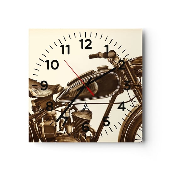 Zegar ścienny - Tęsknota za klasyką - 30x30cm - Motocykl Vintage Motoryzacja - Kwadratowy zegar ścienny - Nowoczeny Stylowy Zegar do salonu do kuchni - Cichy i Modny zegar ARTTOR