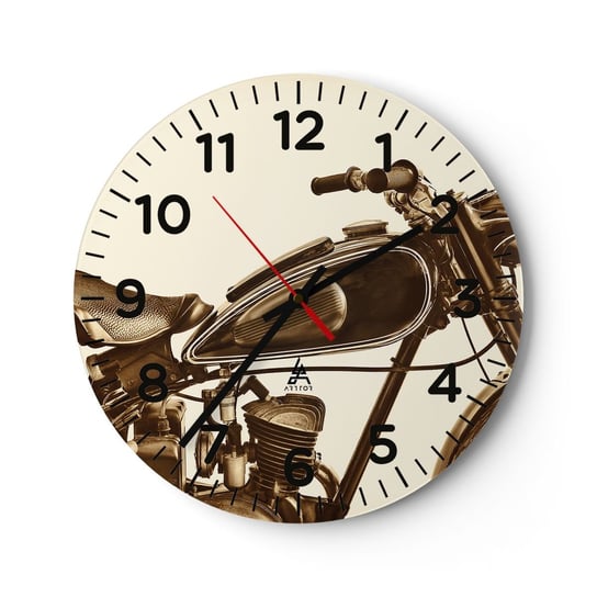 Zegar ścienny - Tęsknota za klasyką - 40x40cm - Motocykl Vintage Motoryzacja - Okrągły zegar szklany - Nowoczeny Stylowy Zegar do salonu do kuchni - Cichy i Modny zegar ARTTOR