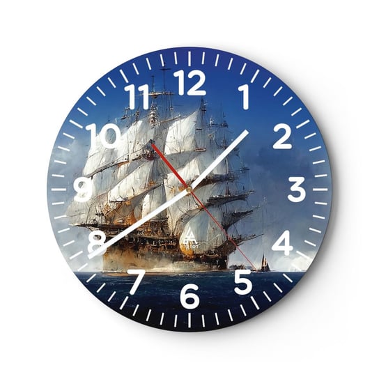 Zegar ścienny - The great glory! - 30x30cm - Ocean Żaglowiec Klasyczny - Okrągły zegar ścienny - Nowoczeny Stylowy Zegar do salonu do kuchni - Cichy i Modny zegar ARTTOR