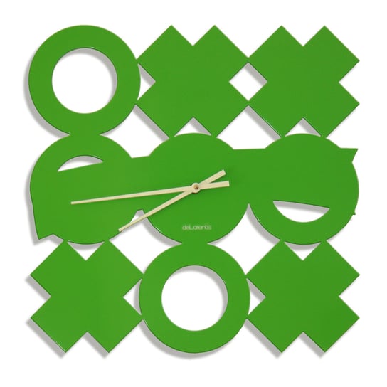 Zegar ścienny Tic-Tac-Toe, zielony, 40 cm deLorentis