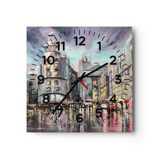 Zegar ścienny - To będzie udany wieczór - 40x40cm - Miasto Madryt Architektura - Kwadratowy zegar szklany - Nowoczeny Stylowy Zegar do salonu do kuchni - Cichy i Modny zegar ARTTOR