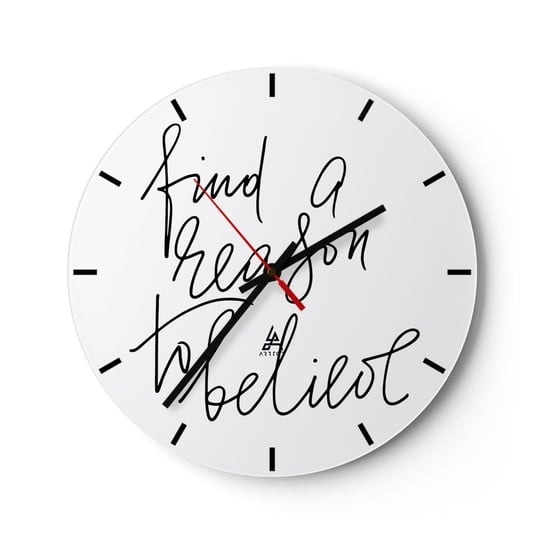 Zegar ścienny - To możliwe - 30x30cm - Typografia Afirmacja Maksyma - Okrągły zegar na szkle - Nowoczeny Stylowy Zegar do salonu do kuchni - Cichy i Modny zegar ARTTOR