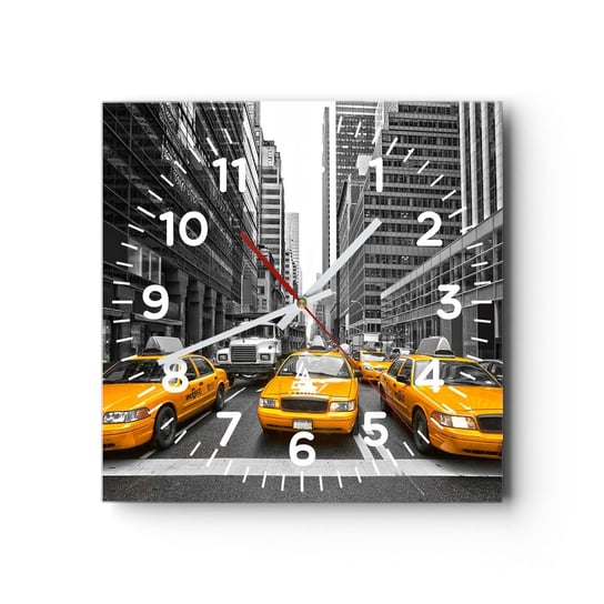 Zegar ścienny - To my ubarwiamy miasto - 40x40cm - Miasto Nowy Jork Architektura - Kwadratowy zegar szklany - Nowoczeny Stylowy Zegar do salonu do kuchni - Cichy i Modny zegar ARTTOR