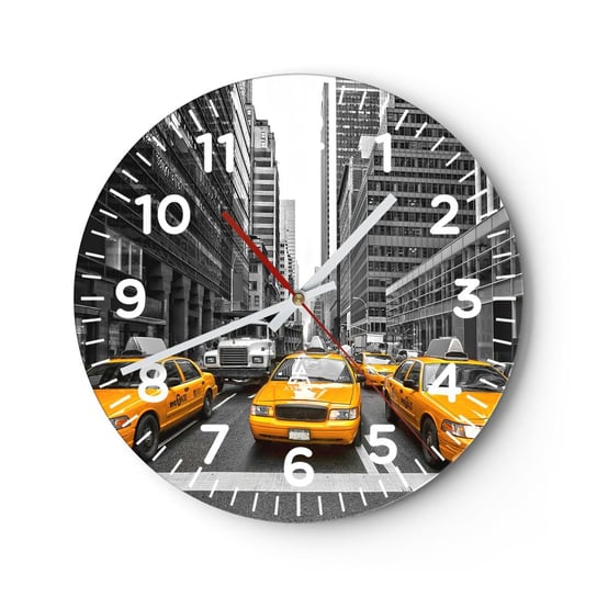Zegar ścienny - To my ubarwiamy miasto - 40x40cm - Miasto Nowy Jork Architektura - Okrągły zegar szklany - Nowoczeny Stylowy Zegar do salonu do kuchni - Cichy i Modny zegar ARTTOR