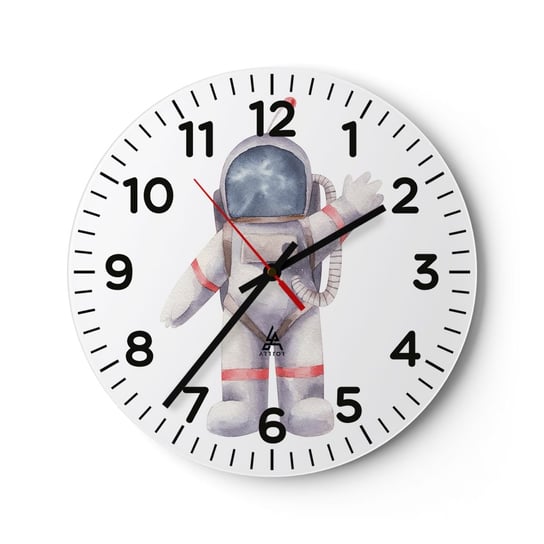 Zegar ścienny - To na razie! - 30x30cm - Astronauta Dziecięcy Minimalizm - Okrągły zegar ścienny - Nowoczeny Stylowy Zegar do salonu do kuchni - Cichy i Modny zegar ARTTOR