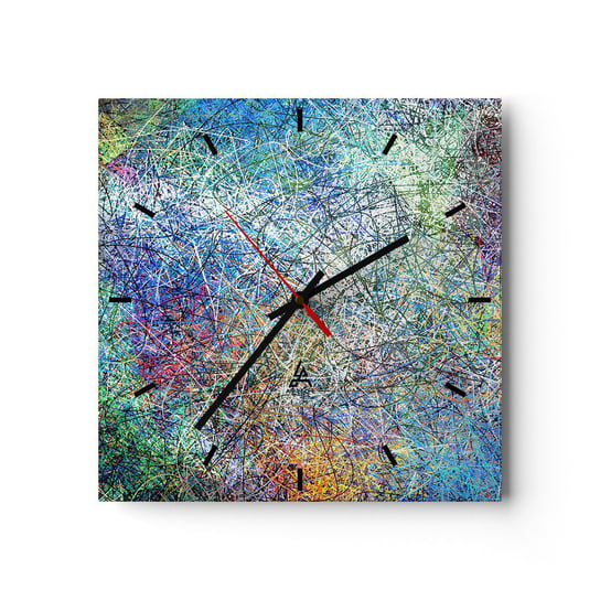 Zegar ścienny - To nie takie proste - 30x30cm - Abstrakcja Sztuka Nowoczesny Wzór - Kwadratowy zegar na szkle - Nowoczeny Stylowy Zegar do salonu do kuchni - Cichy i Modny zegar ARTTOR