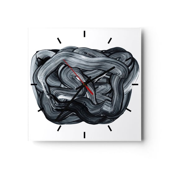 Zegar ścienny - To nie takie proste - 40x40cm - Abstrakcja Grafika Czarno-Biały - Kwadratowy zegar ścienny - Nowoczeny Stylowy Zegar do salonu do kuchni - Cichy i Modny zegar ARTTOR
