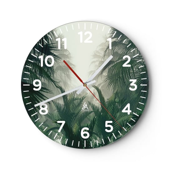 Zegar ścienny - Tropikalna tajemnica - 30x30cm - Dżungla Palma Kokosowa Las - Okrągły zegar ścienny - Nowoczeny Stylowy Zegar do salonu do kuchni - Cichy i Modny zegar ARTTOR
