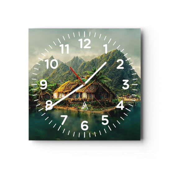 Zegar ścienny - Tropikalny raj - 30x30cm - Egzotyka Krajobraz Wyspa - Kwadratowy zegar ścienny - Nowoczeny Stylowy Zegar do salonu do kuchni - Cichy i Modny zegar ARTTOR