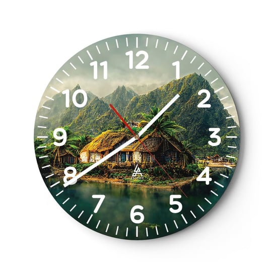 Zegar ścienny - Tropikalny raj - 40x40cm - Egzotyka Krajobraz Wyspa - Okrągły zegar szklany - Nowoczeny Stylowy Zegar do salonu do kuchni - Cichy i Modny zegar ARTTOR