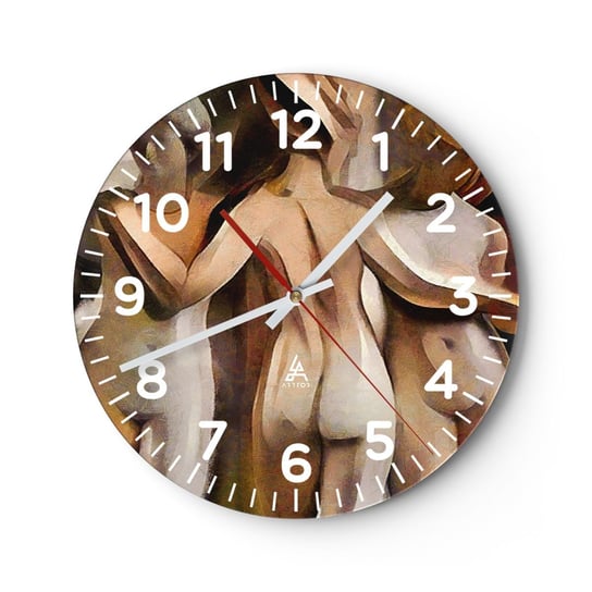 Zegar ścienny - Trzy Gracje 2.0 - 30x30cm - Kobieta Kubizm Sztuka - Okrągły zegar ścienny - Nowoczeny Stylowy Zegar do salonu do kuchni - Cichy i Modny zegar ARTTOR