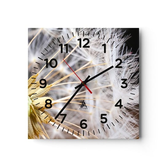 Zegar ścienny - Tuż przed odlotem - 40x40cm - Kwiat Roślina Natura - Kwadratowy zegar szklany - Nowoczeny Stylowy Zegar do salonu do kuchni - Cichy i Modny zegar ARTTOR