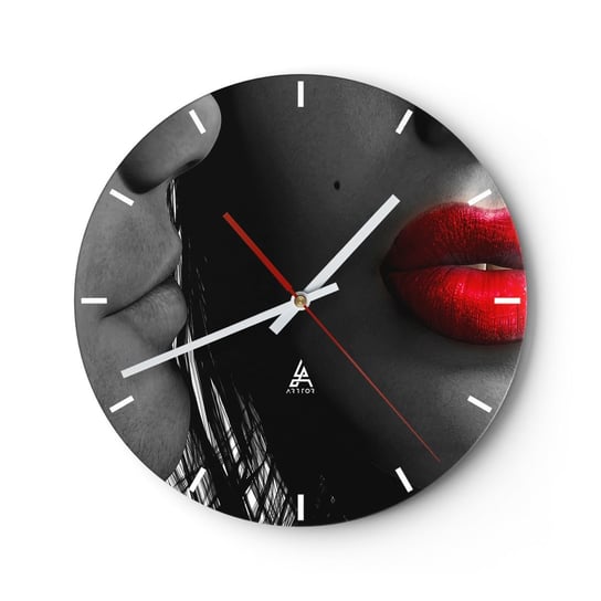 Zegar ścienny - Twarz przy twarzy  - 30x30cm - Ludzie Kobieta Mężczyzna - Okrągły zegar na szkle - Nowoczeny Stylowy Zegar do salonu do kuchni - Cichy i Modny zegar ARTTOR