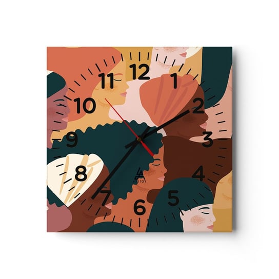 Zegar ścienny - Tylko kobiecość - 30x30cm - Kobieta Nowoczesna Sztuka Afryka - Kwadratowy zegar ścienny - Nowoczeny Stylowy Zegar do salonu do kuchni - Cichy i Modny zegar ARTTOR