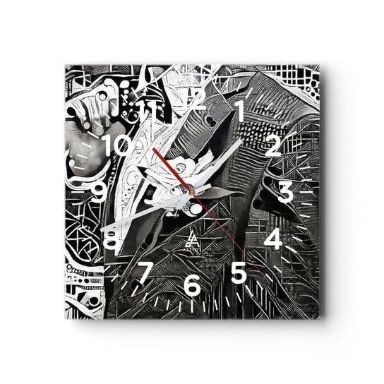 Zegar ścienny - Tylko na pozór szary człowiek - 30x30cm - Mężczyzna Kubizm Moda - Kwadratowy zegar ścienny - Nowoczeny Stylowy Zegar do salonu do kuchni - Cichy i Modny zegar ARTTOR