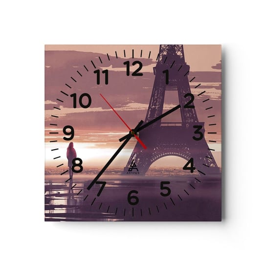 Zegar ścienny - Tylko one dwie - 30x30cm - Miasto Wieża Eiffla Paryż - Kwadratowy zegar ścienny - Nowoczeny Stylowy Zegar do salonu do kuchni - Cichy i Modny zegar ARTTOR