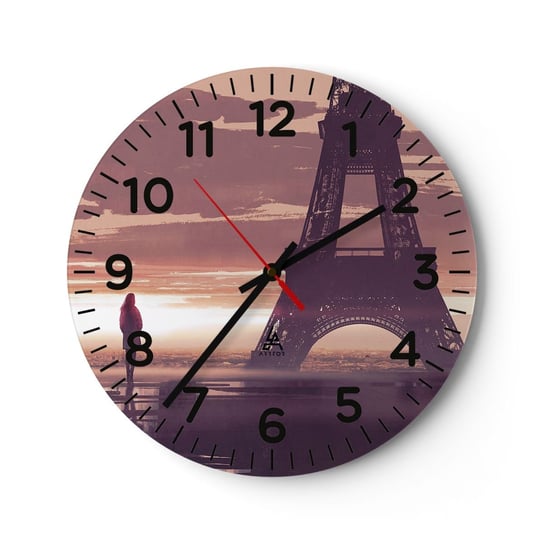 Zegar ścienny - Tylko one dwie - 30x30cm - Miasto Wieża Eiffla Paryż - Okrągły zegar ścienny - Nowoczeny Stylowy Zegar do salonu do kuchni - Cichy i Modny zegar ARTTOR