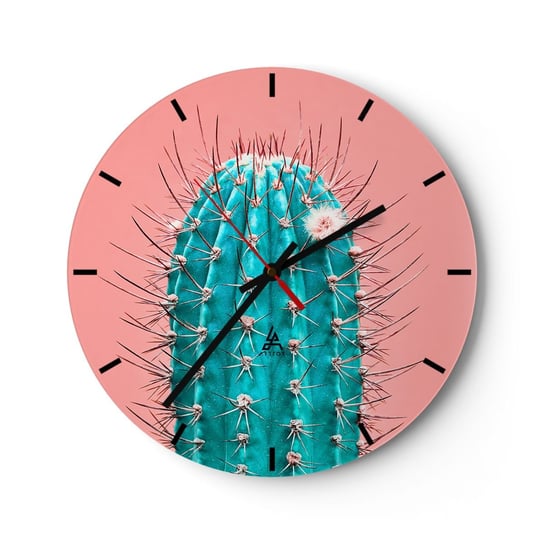 Zegar ścienny - Tylko patrz - 40x40cm - Kaktus Pastelowy Minimalizm - Okrągły zegar ścienny - Nowoczeny Stylowy Zegar do salonu do kuchni - Cichy i Modny zegar ARTTOR