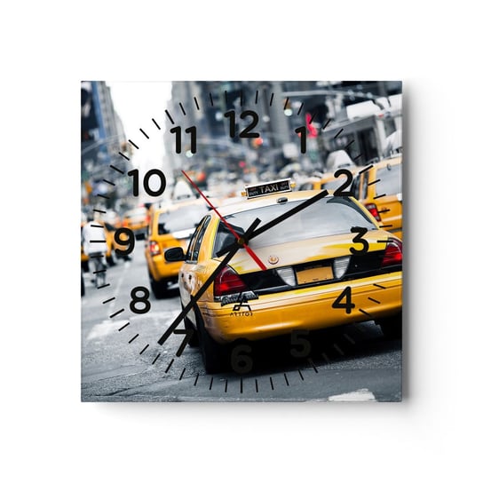 Zegar ścienny - Tylko w tym mieście - 30x30cm - Miasto Nowy Jork Taxi - Kwadratowy zegar ścienny - Nowoczeny Stylowy Zegar do salonu do kuchni - Cichy i Modny zegar ARTTOR
