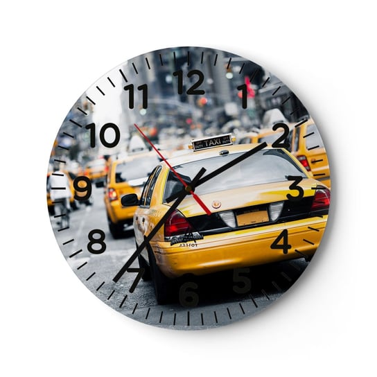 Zegar ścienny - Tylko w tym mieście - 30x30cm - Miasto Nowy Jork Taxi - Okrągły zegar ścienny - Nowoczeny Stylowy Zegar do salonu do kuchni - Cichy i Modny zegar ARTTOR