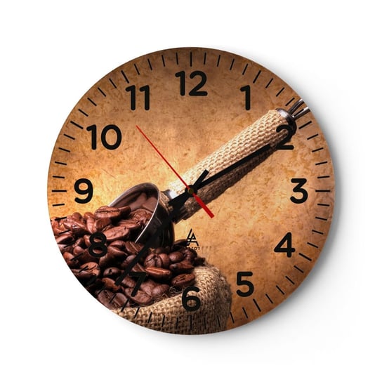 Zegar ścienny - U źródeł smaku - 30x30cm - Gastronomia Kawa Aromat - Okrągły zegar ścienny - Nowoczeny Stylowy Zegar do salonu do kuchni - Cichy i Modny zegar ARTTOR