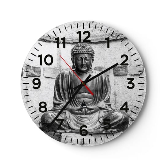 Zegar ścienny - U źródeł spokoju - 30x30cm - Budda Posąg Buddy Azja - Okrągły zegar ścienny - Nowoczeny Stylowy Zegar do salonu do kuchni - Cichy i Modny zegar ARTTOR