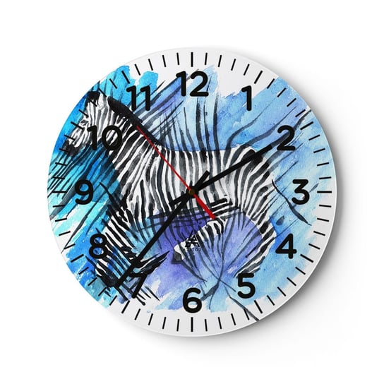 Zegar ścienny - Ukryta w paskach - 40x40cm - Zwierzęta Zebra Afryka - Okrągły zegar szklany - Nowoczeny Stylowy Zegar do salonu do kuchni - Cichy i Modny zegar ARTTOR