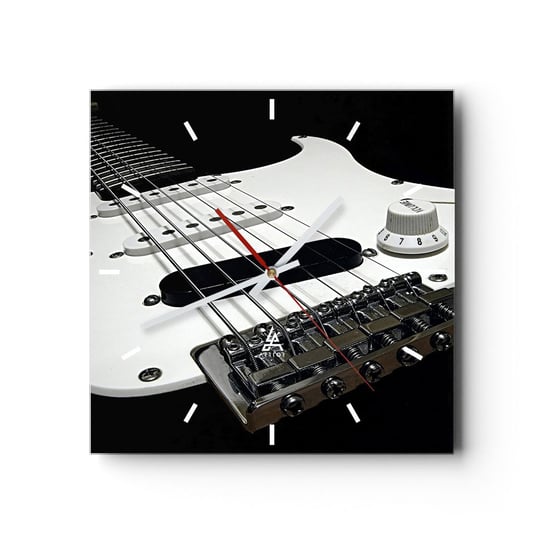 Zegar ścienny - Ukryty w bieli dźwięk - 30x30cm - Muzyka Gitara Elektryczna Instrument Muzyczny - Kwadratowy zegar na szkle - Nowoczeny Stylowy Zegar do salonu do kuchni - Cichy i Modny zegar ARTTOR