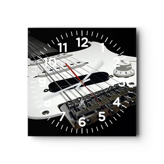 Zegar ścienny - Ukryty w bieli dźwięk - 30x30cm - Muzyka Gitara Elektryczna Instrument Muzyczny - Kwadratowy zegar ścienny - Nowoczeny Stylowy Zegar do salonu do kuchni - Cichy i Modny zegar ARTTOR